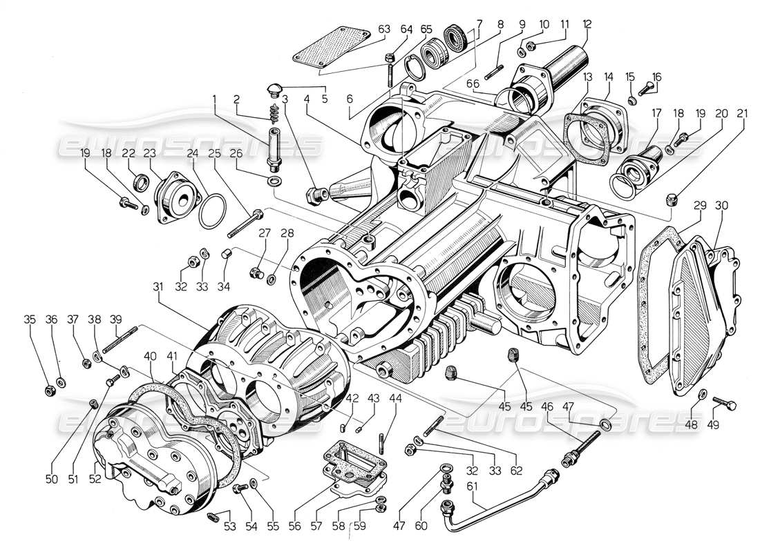 Lamborghini Jalpa 3.5 (1984) Schéma des pièces Gerbox (coulées)