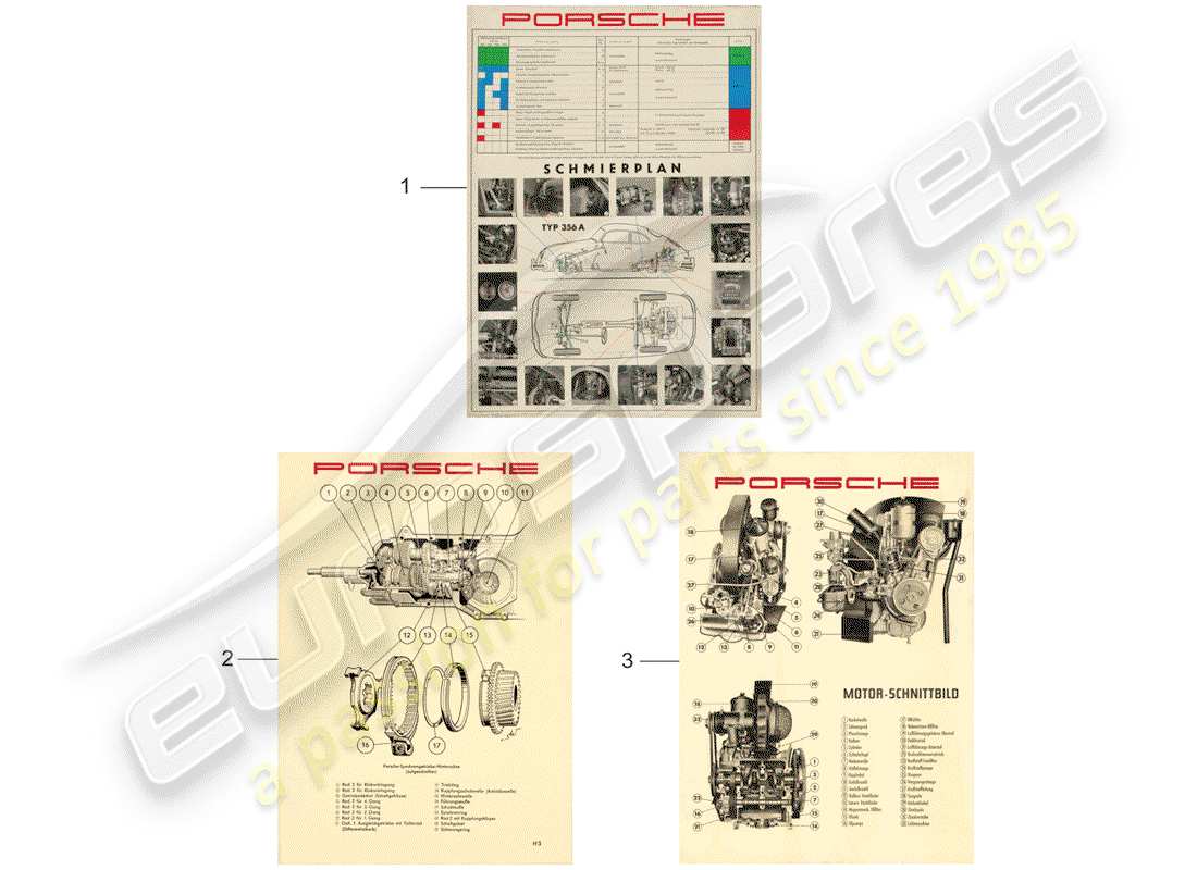 Porsche Classic accessories (1962) PHOTO - PLAN DE LUBRIFICATION - SCHÉMA DE CÂBLAGE Diagramme de pièce