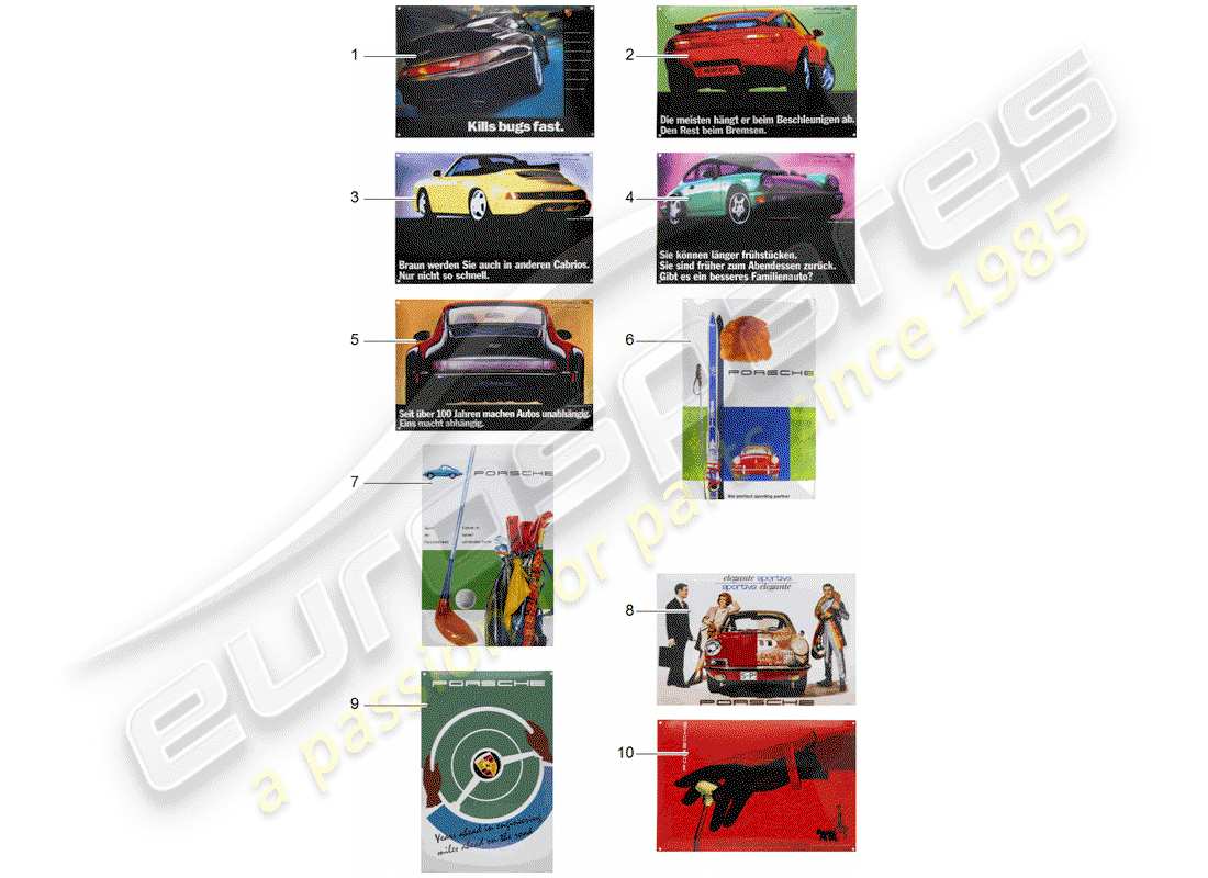 Porsche Classic accessories (1997) AUTOCOLLANT - PORSCHE CLASSIQUE Diagramme de pièce