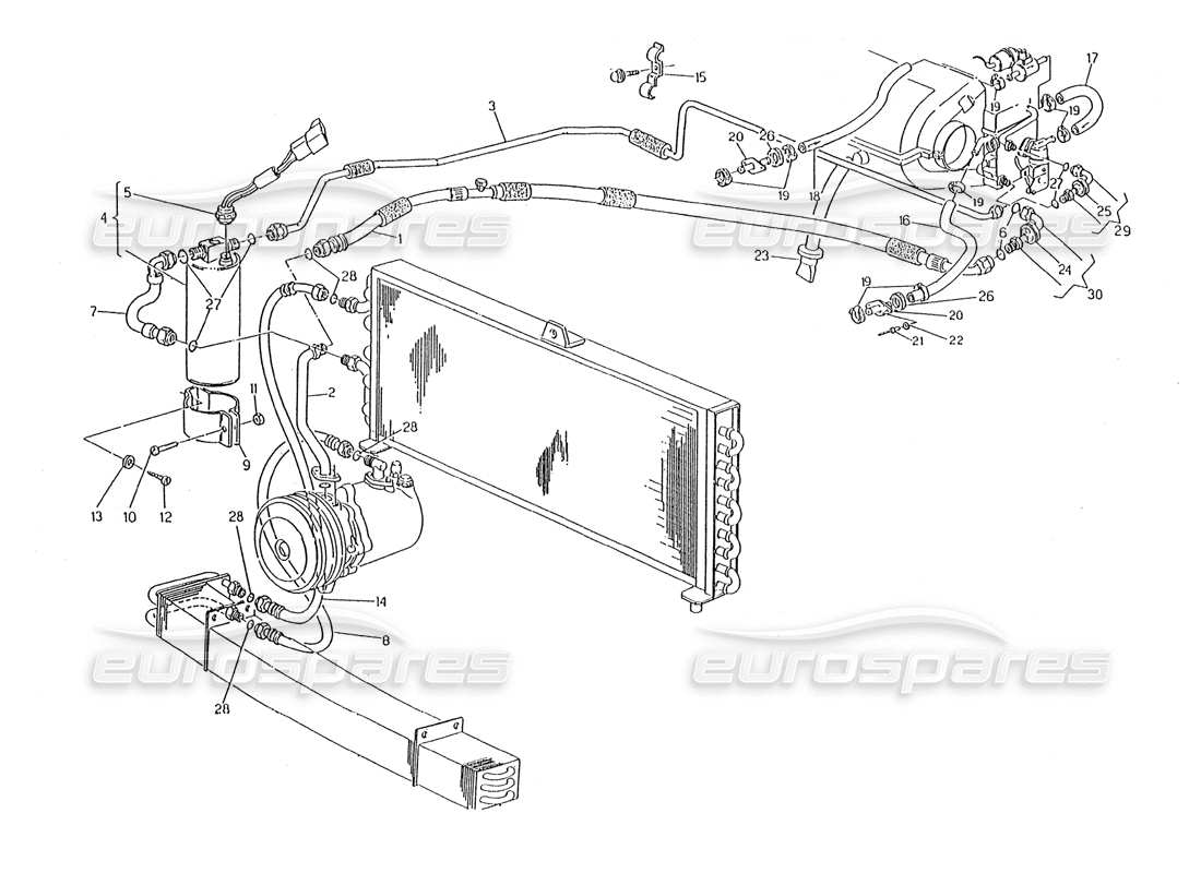 Maserati Karif 2.8 Schéma des pièces du système de climatisation, direction droite (Pro Modif.)