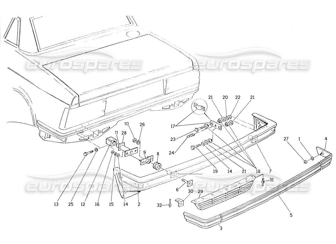 Maserati Karif 2.8 Pare-chocs arrière Diagramme de pièce