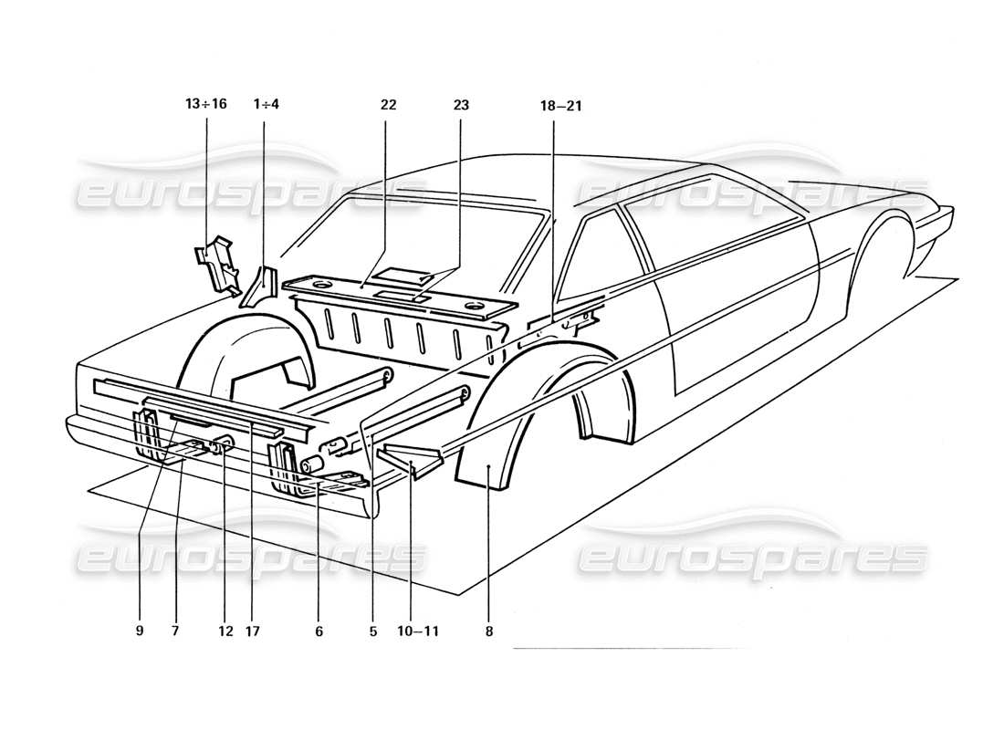 Ferrari 412 (Carrosserie) Rear Inner Shields & Panels Schéma des pièces