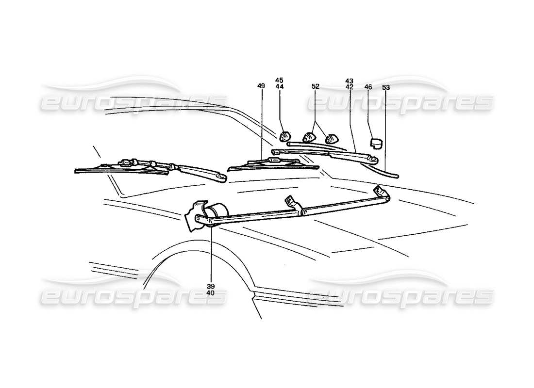 Ferrari 412 (Carrosserie) Essuie-glace Mec (Variations) Schéma des pièces