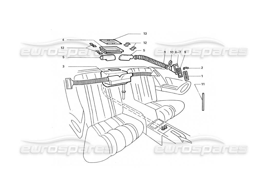 Ferrari 412 (Carrosserie) Unité de climatisation arrière intérieure Schéma des pièces