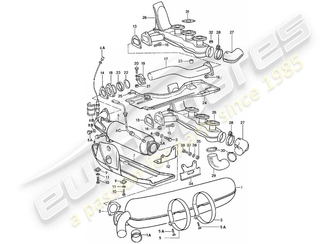 Porsche 911 (1978) Système d'échappement Diagramme de pièce