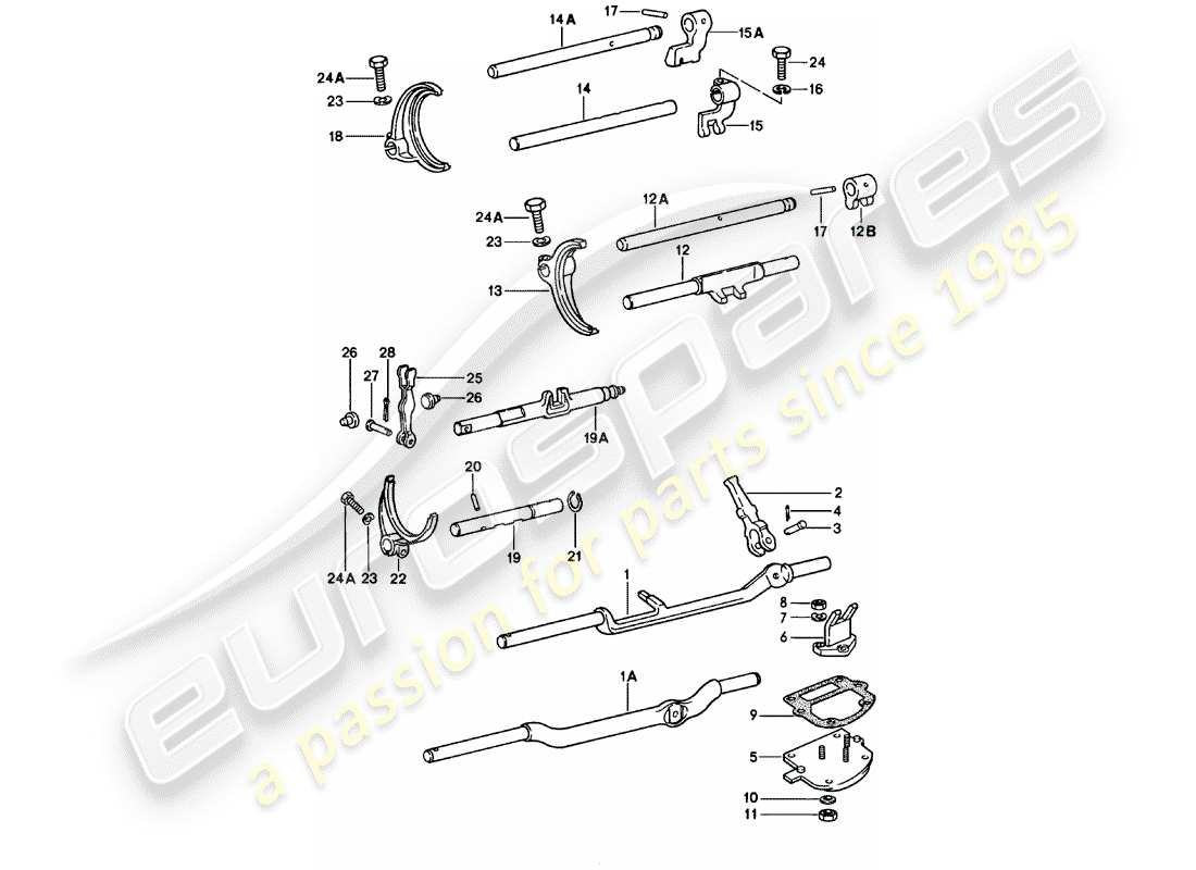 Porsche 911 (1978) TIGES DE SÉLECTEUR - FOURCHETTES DE SÉLECTEUR - 5. - VITESSE - TRANSMISSION Diagramme de pièce