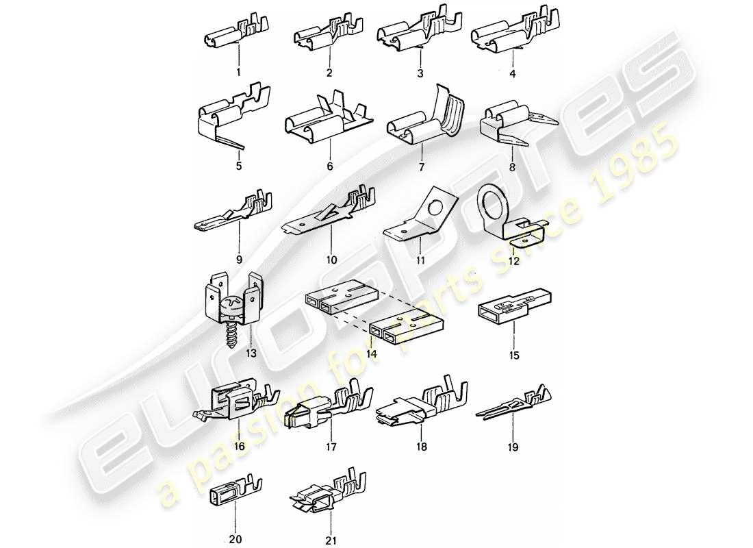 Porsche 911 (1978) BORNE À LAME MÂLE - CONNECTEUR PUSH-ON Diagramme de pièce