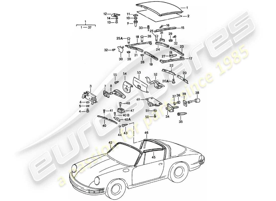 Porsche 911 (1982) CAPOTE Diagramme de pièce