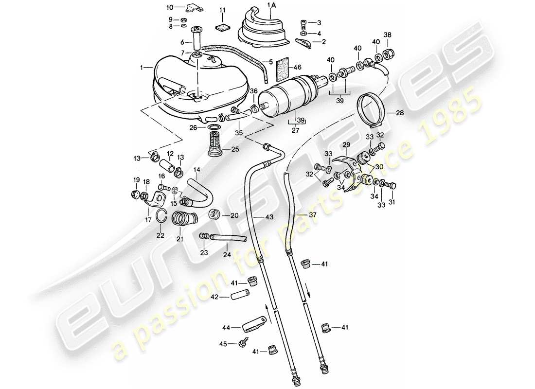 Porsche 911 (1984) Système de carburant Diagramme de pièce