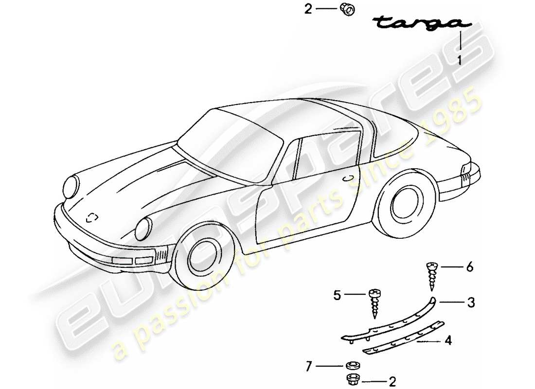Porsche 911 (1984) ÉQUIPEMENTS DÉCORATIFS Diagramme de pièce