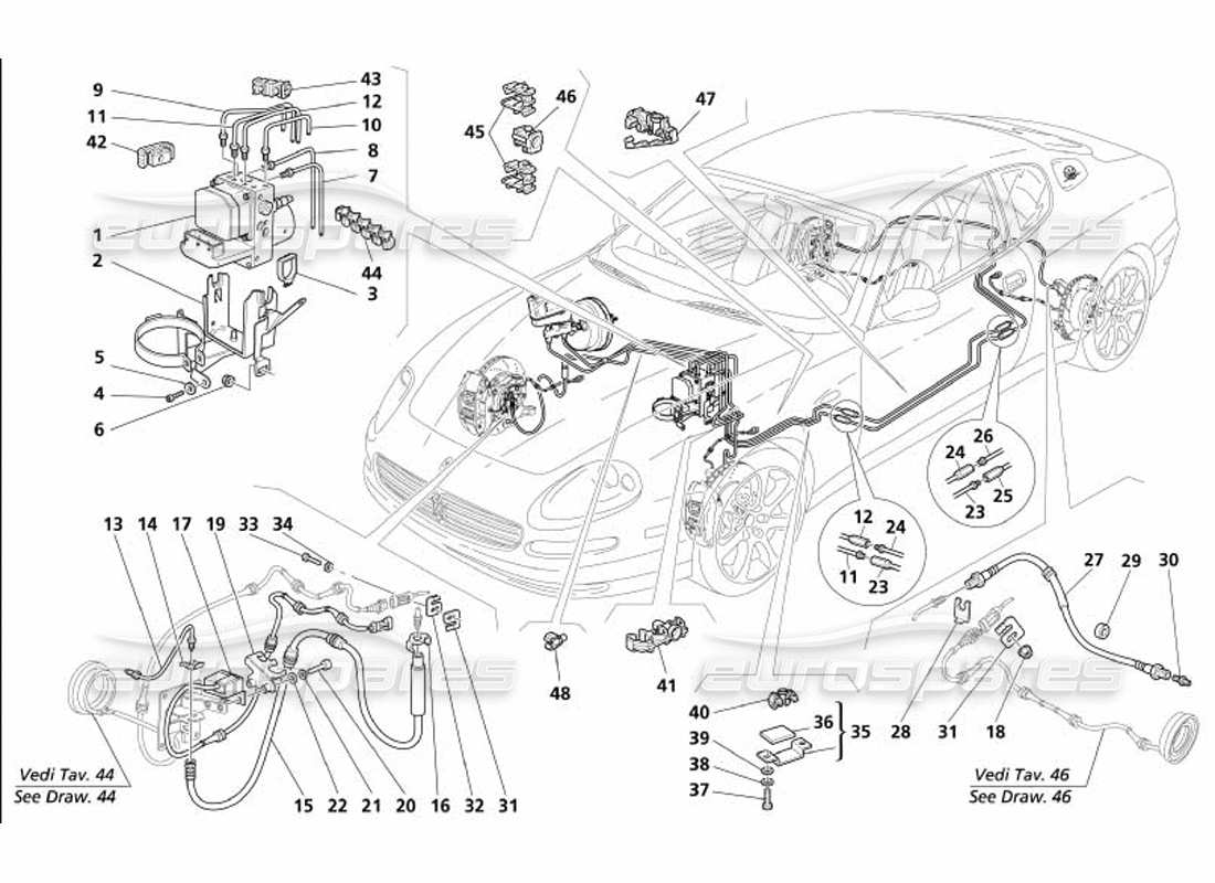 Maserati 4200 Coupé (2005) Système de freinage - Valable pour GD - Schéma des pièces
