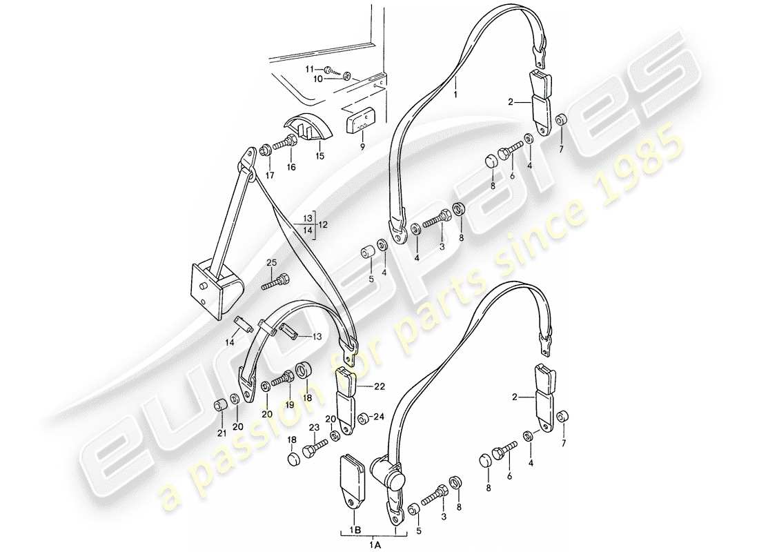 Porsche 944 (1989) CEINTURE DE SÉCURITÉ Diagramme de pièce