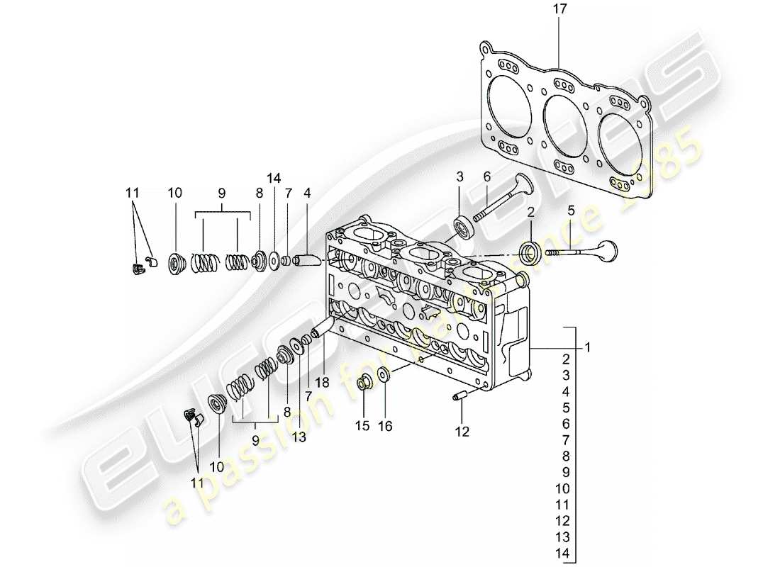 Porsche 996 T/GT2 (2002) CULASSE Diagramme de pièce