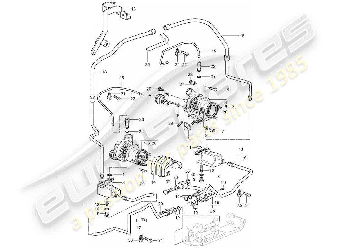 Porsche 996 T/GT2 (2002) TURBOCOMPRESSEUR DE GAZ D'ÉCHAPPEMENT - TUYAU D'HUILE - POUR - TURBOCOMPRESSEUR DE GAZ D'ÉCHAPPEMENT Diagramme de pièce