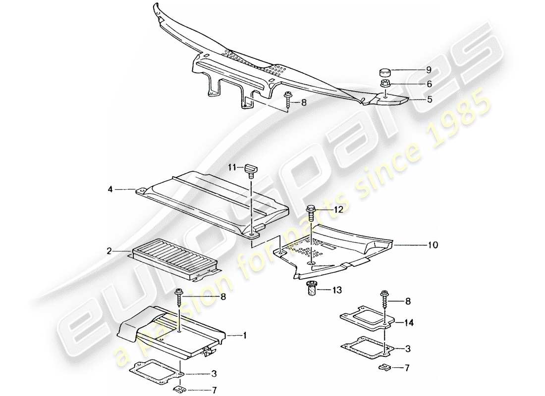 Porsche 996 T/GT2 (2002) ÉLÉMENT FILTRE À POUSSIÈRE ET POLLEN - COUVERCLES - CAPOT Diagramme de pièce