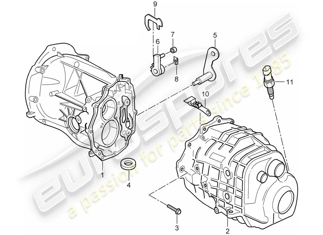 Porsche Boxster 986 (1998) carter de transmission - couvercle de transmission Diagramme de pièce