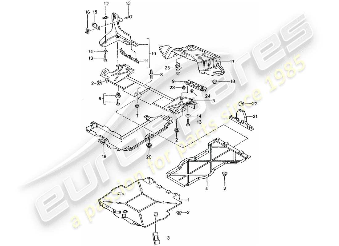 Porsche Boxster 986 (1998) DOUBLURE DE SOUS-CAISSE Diagramme de pièce