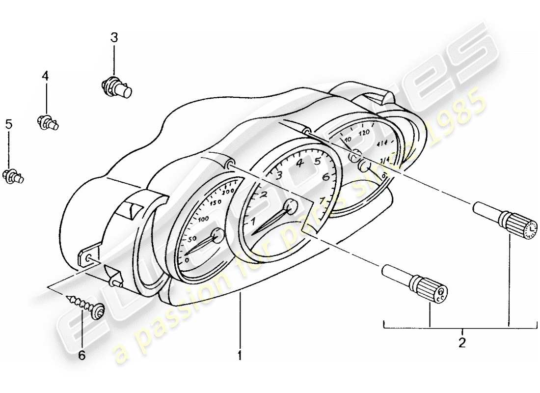 Porsche Boxster 986 (1998) GROUPE D'INSTRUMENTS - COMPLET Diagramme de pièce