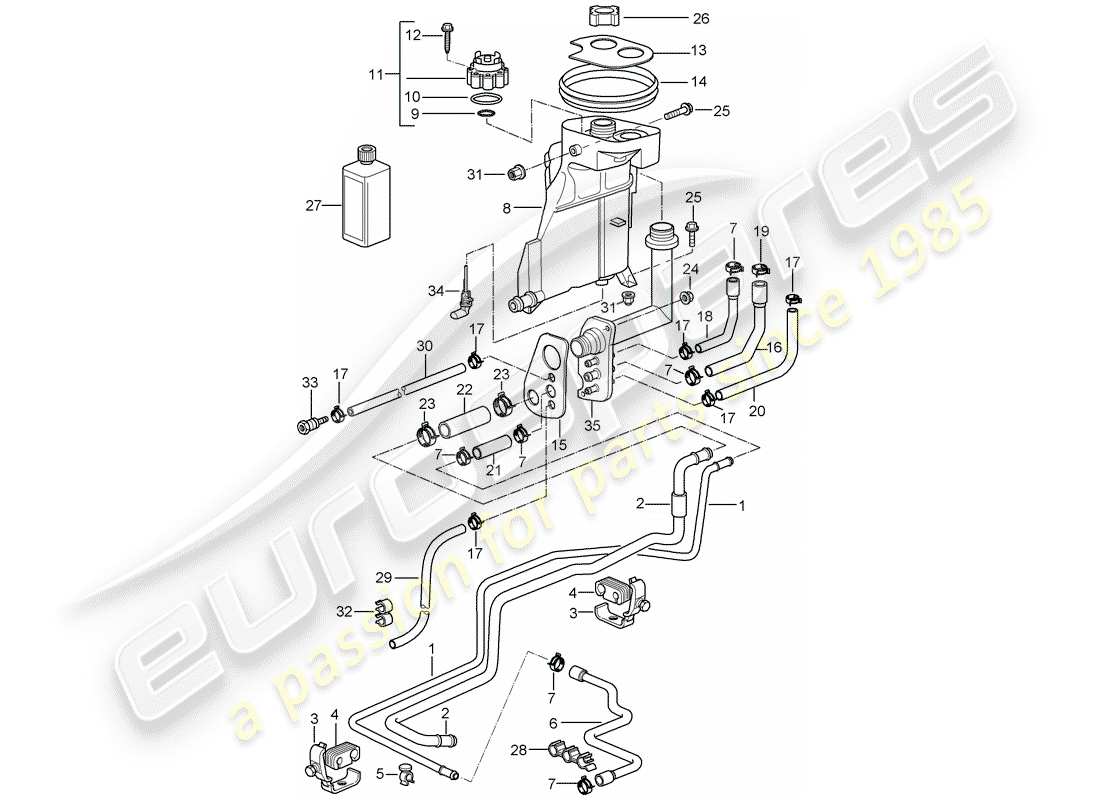 Porsche Boxster 986 (2001) eau froide Diagramme de pièce