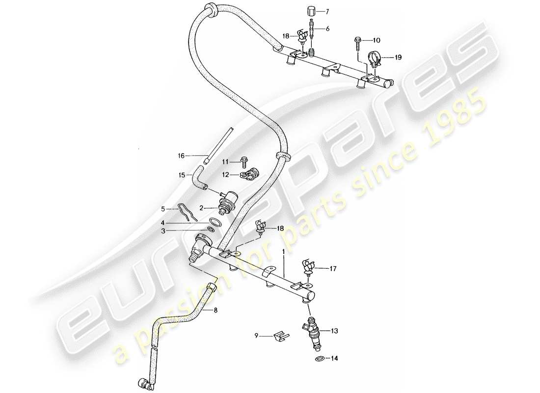Porsche Boxster 986 (2001) tuyau de récupération de carburant Diagramme de pièce