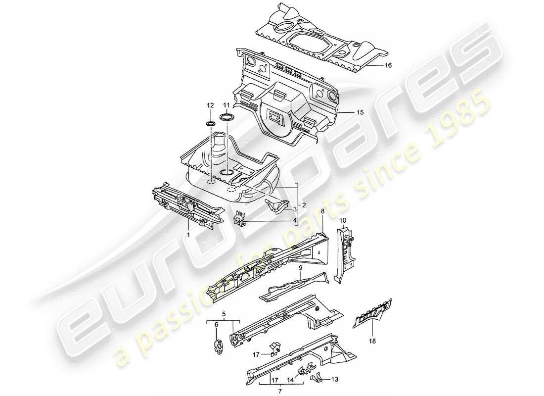 Porsche Boxster 986 (2001) FACE AVANT - PIÈCES INDIVIDUELLES Diagramme de pièce