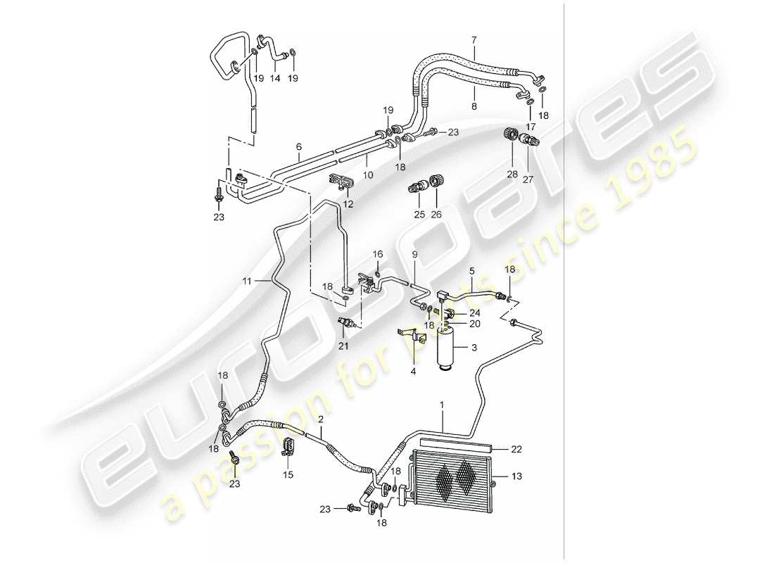 Porsche Boxster 986 (2001) circuit frigorifique Diagramme de pièce