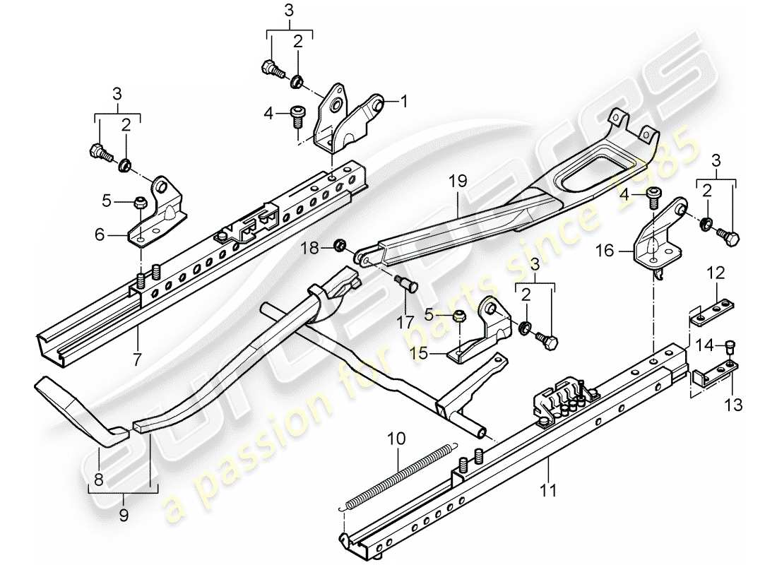 Porsche Boxster 986 (2001) cadre de siège - siège sport Diagramme de pièce