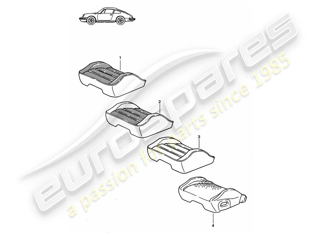 Porsche Seat 944/968/911/928 (1990) HOUSSE DE SIÈGE - SIÈGE SPORT - D - MJ 1985>> - MJ 1986 Schéma des pièces
