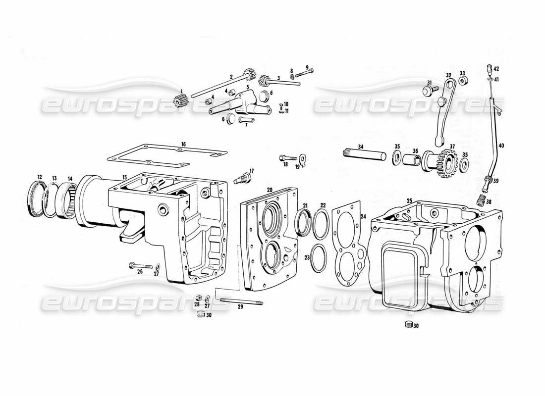 Maserati Indy 4.2 Boîtier de transmission Schéma des pièces