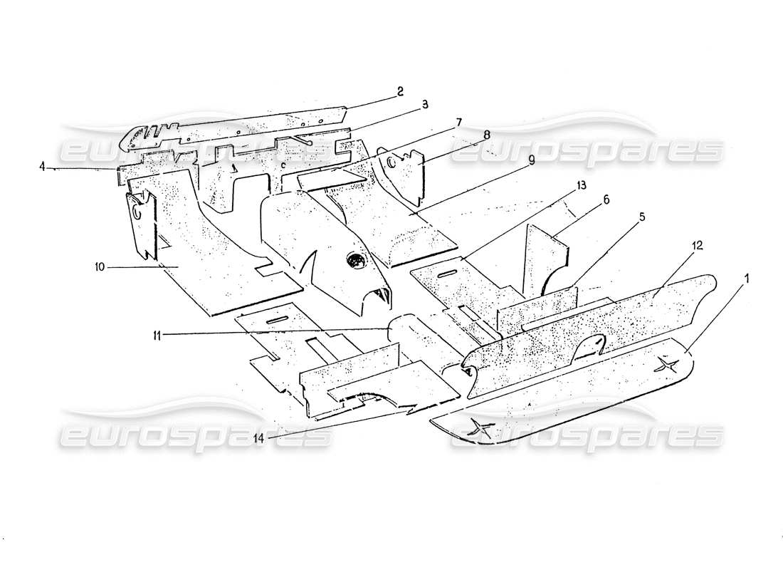 Ferrari 330 GT 2+2 (Carrosserie) Isolation intérieure (Edizione 1 + 2) Schéma des pièces