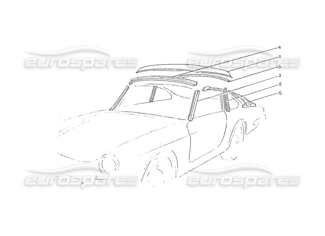 Ferrari 330 GTC / 365 GTC (carrosserie) Panneaux de cadre intérieur Rivestimento Schéma des pièces