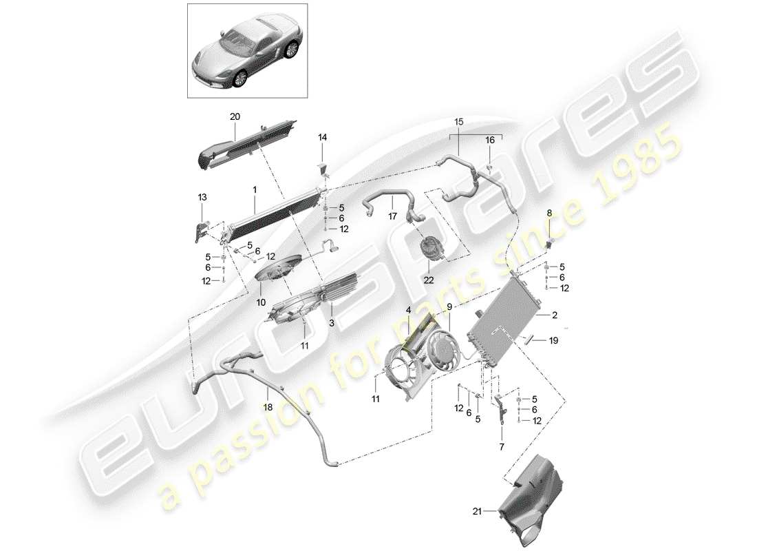 Porsche 718 Boxster (2020) eau froide Diagramme de pièce