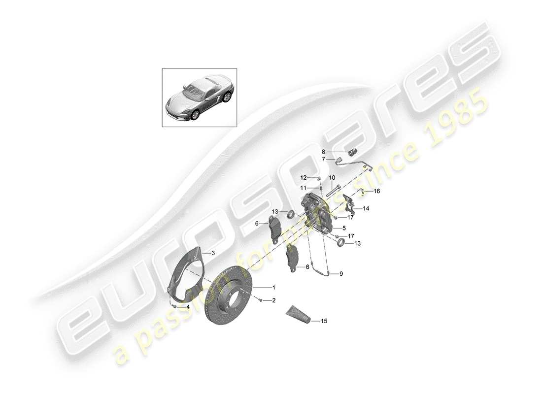 Porsche 718 Boxster (2020) freins à disque Schéma des pièces