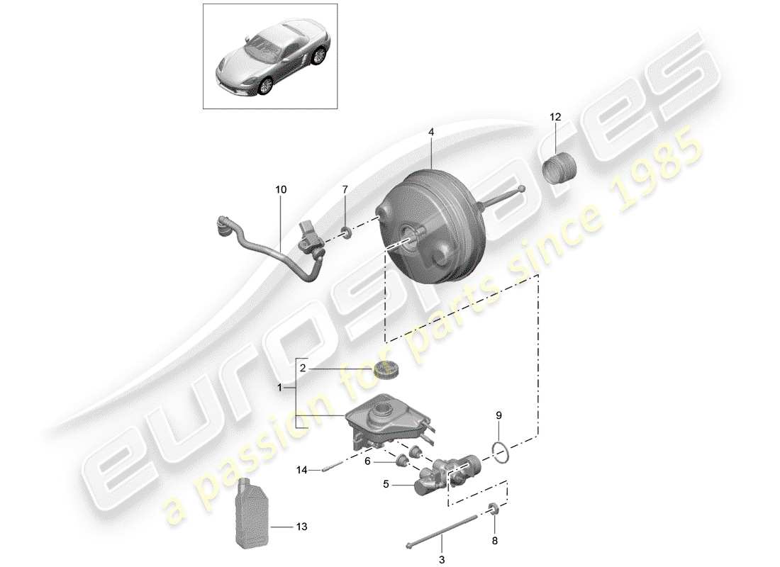 Porsche 718 Boxster (2020) maître cylindre de frein Diagramme de pièce