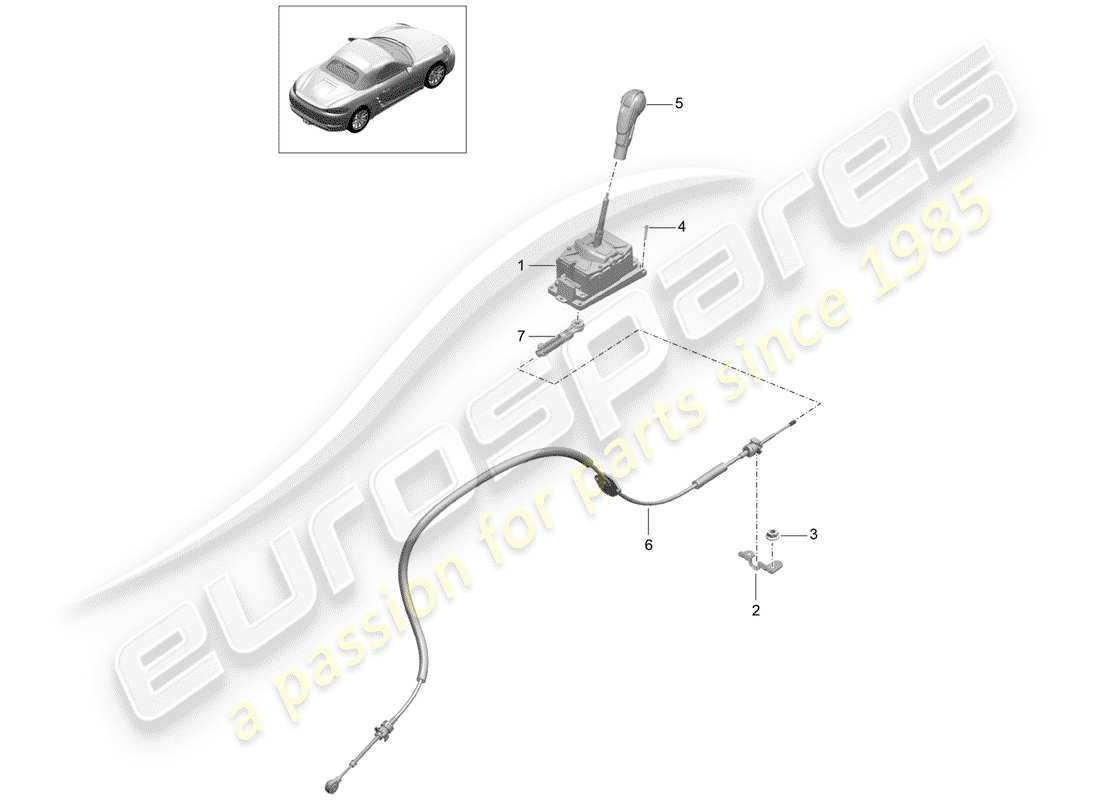 Porsche 718 Boxster (2020) levier sélecteur Diagramme de pièce