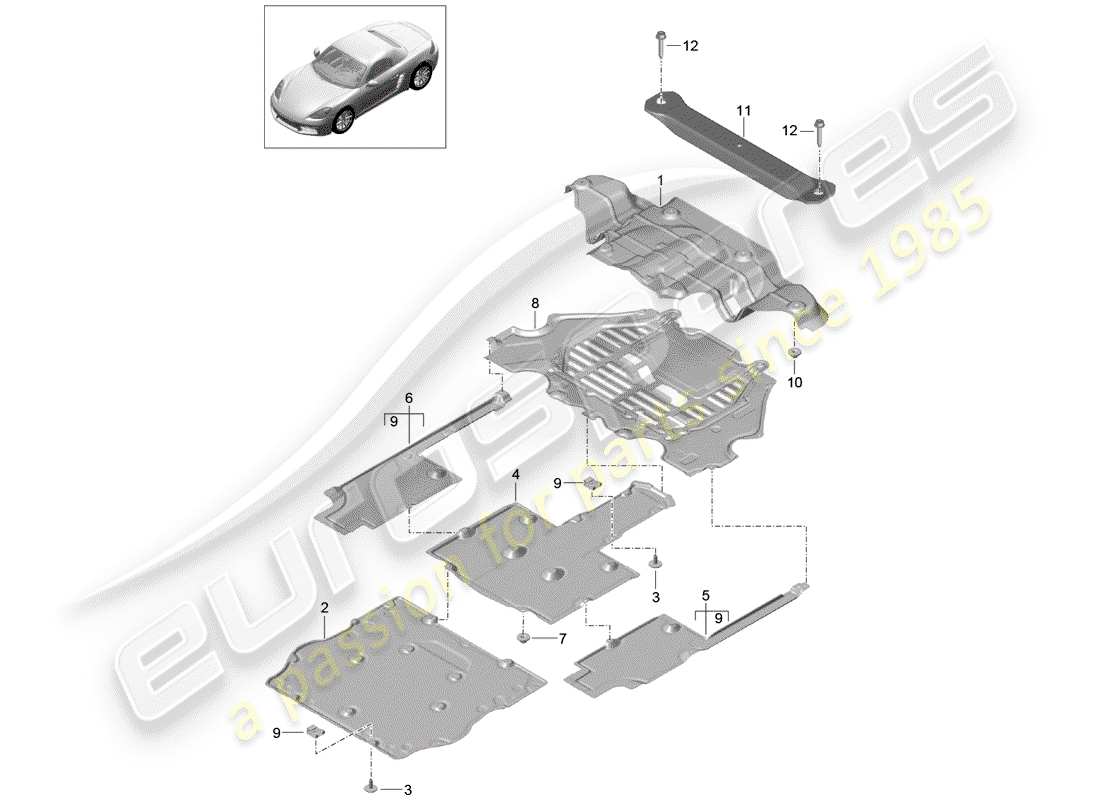 Porsche 718 Boxster (2020) garniture Schéma des pièces