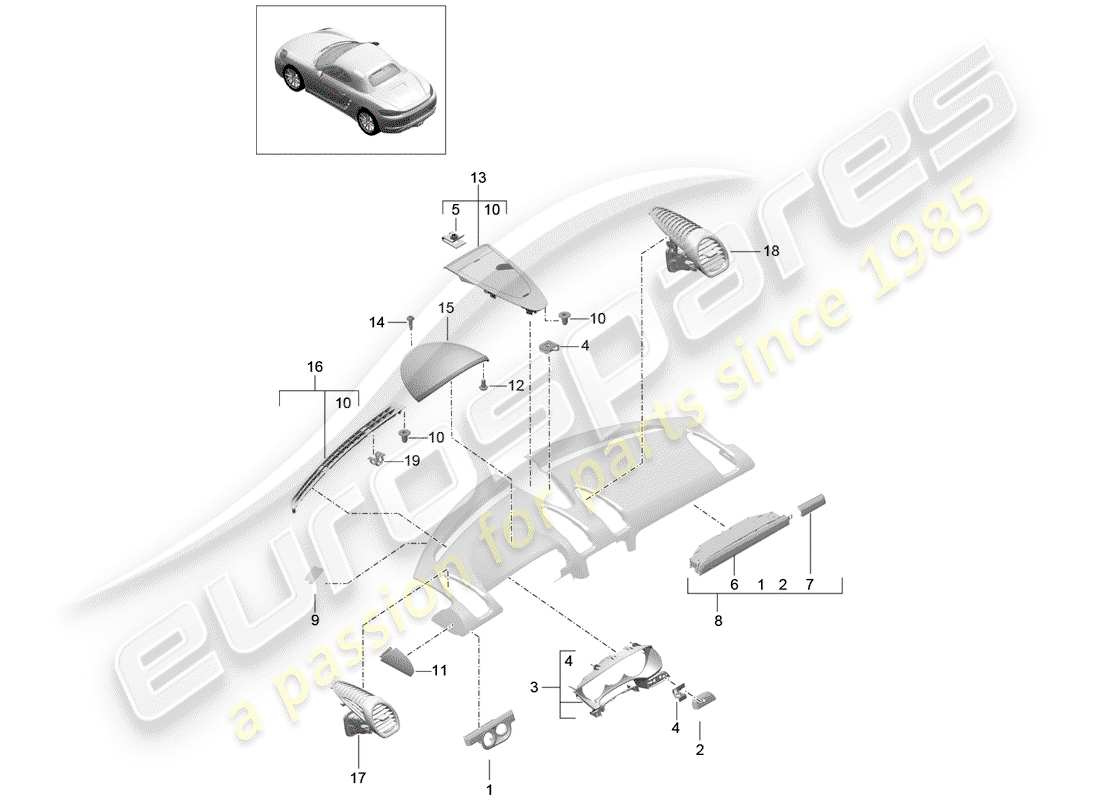 Porsche 718 Boxster (2020) Accessoires Schéma des pièces