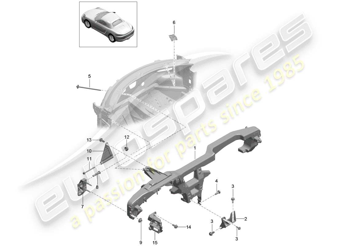 Porsche 718 Boxster (2020) cadre de retenue Diagramme de pièce