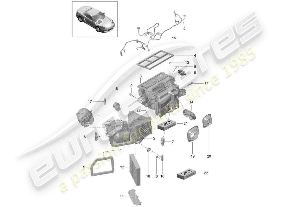 Porsche 718 Boxster (2020) CLIMATISEUR Diagramme de pièce