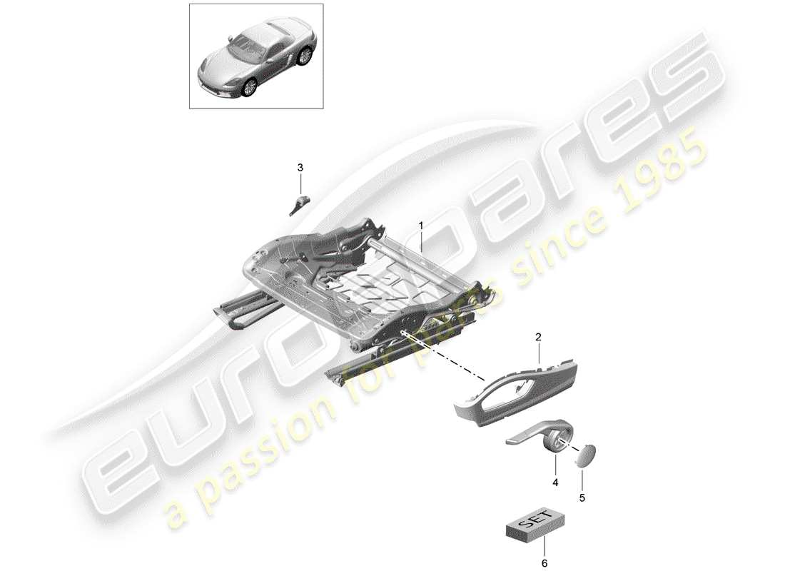 Porsche 718 Boxster (2020) cadre de siège Schéma des pièces