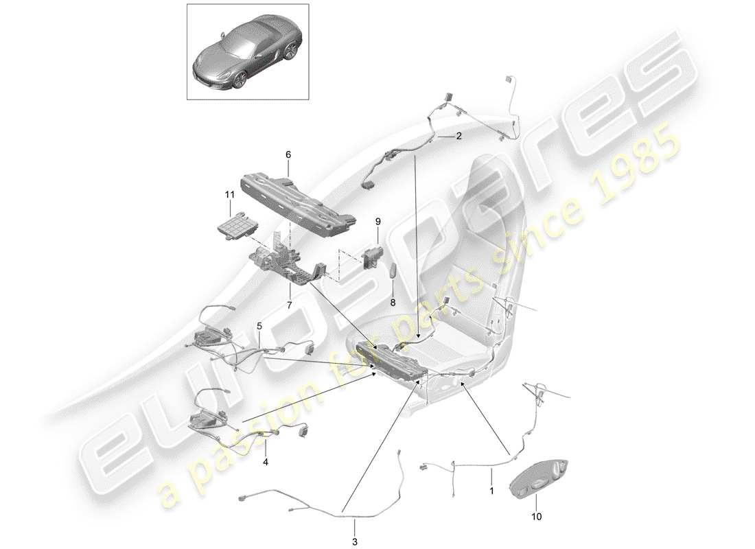Porsche 718 Boxster (2020) faisceaux de câbles Diagramme de pièce