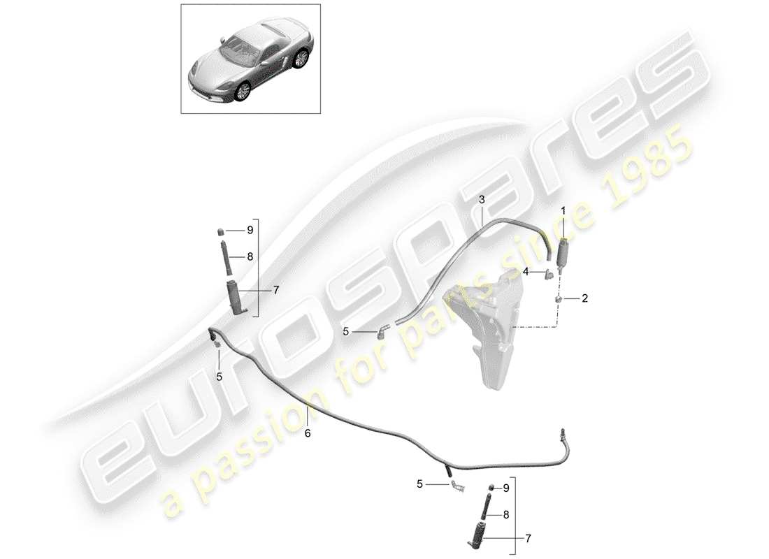 Porsche 718 Boxster (2020) SYSTÈME DE LAVE- Rondelle Diagramme de pièce