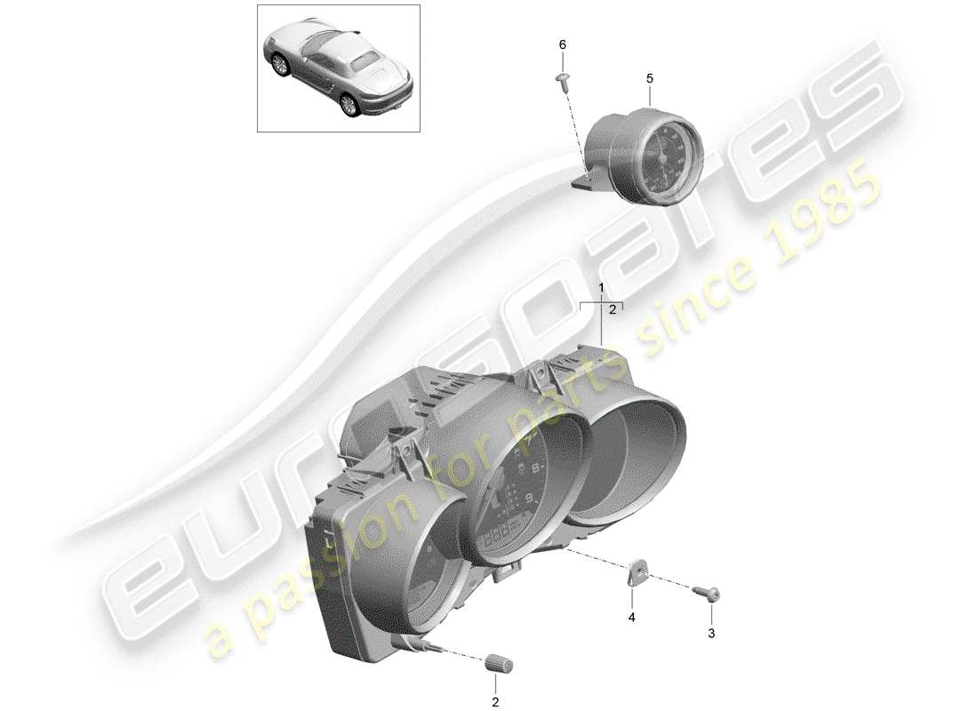 Porsche 718 Boxster (2020) groupe d'instruments Diagramme de pièce