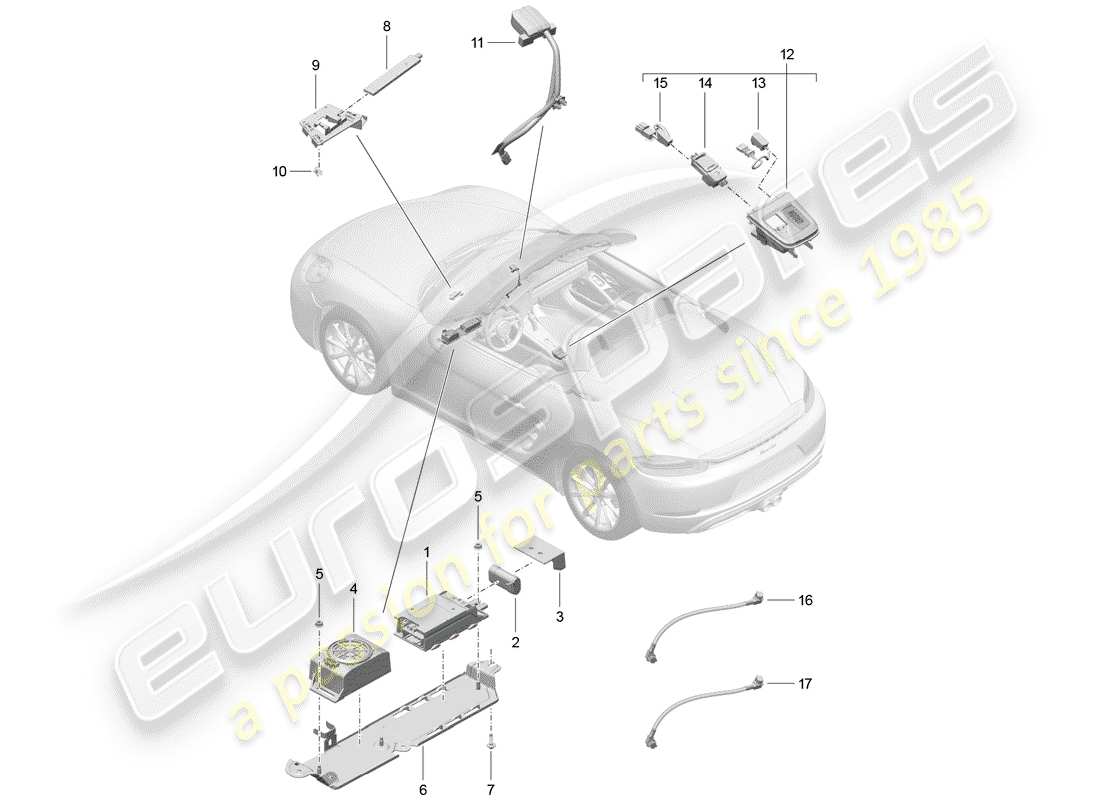 Porsche 718 Boxster (2020) pour véhicules avec téléphone Diagramme de pièce