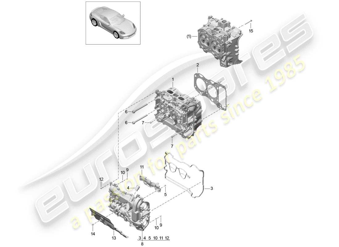 Porsche 718 Cayman (2019) CULASSE Diagramme de pièce