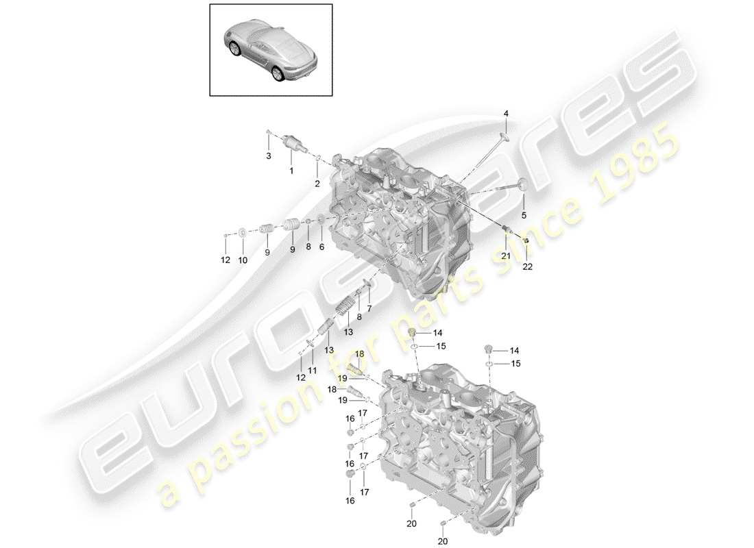 Porsche 718 Cayman (2019) CULASSE Diagramme de pièce