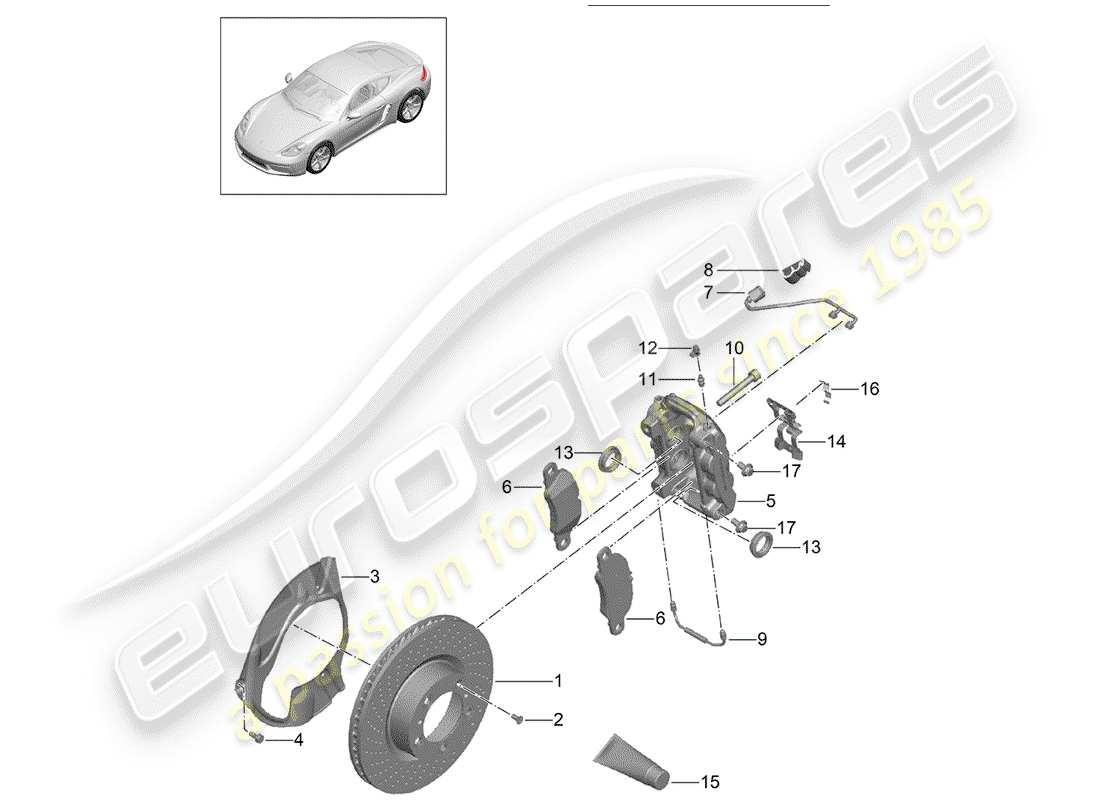 Porsche 718 Cayman (2019) freins à disque Diagramme de pièce