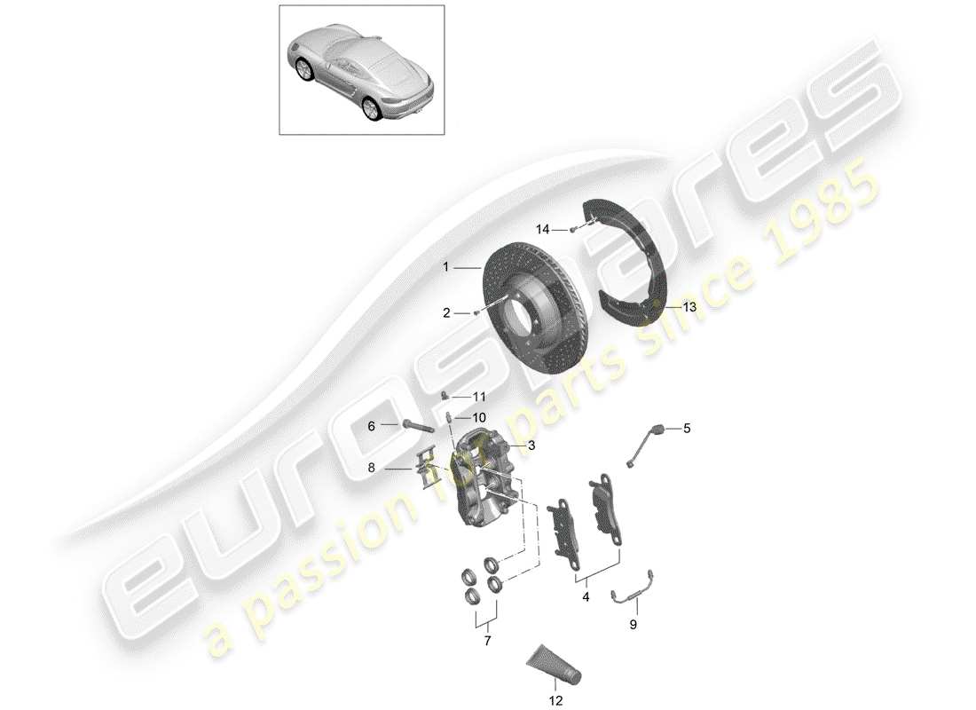 Porsche 718 Cayman (2019) freins à disque Diagramme de pièce