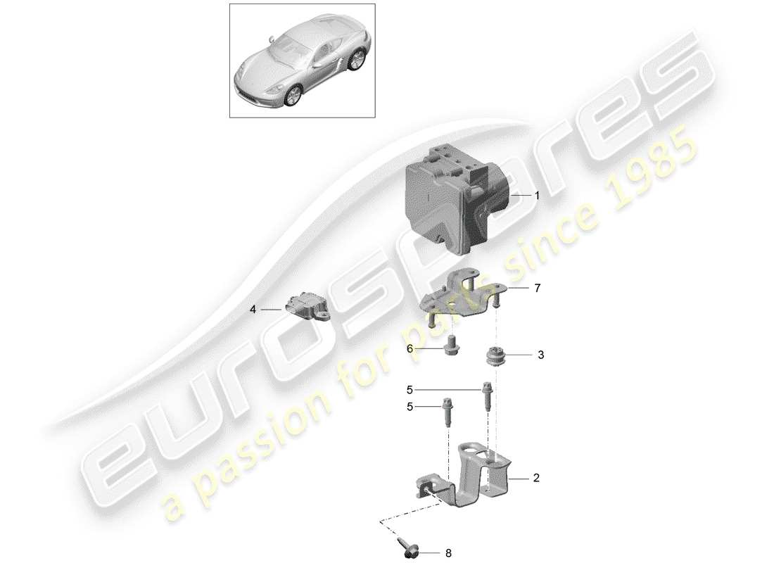 Porsche 718 Cayman (2019) Unité hydraulique Diagramme de pièce