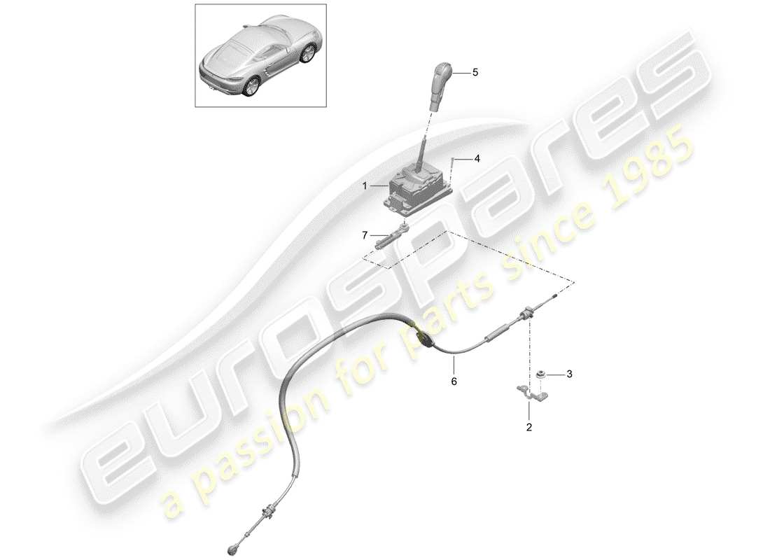 Porsche 718 Cayman (2019) levier sélecteur Diagramme de pièce